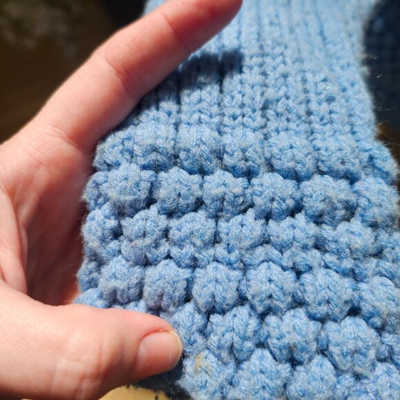 Joan Sweater / Vintage 1950's Baby Blue Knit Acrylic Sweater by Joan Marie - Picture 10 of 16